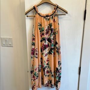 Peach Halter Midi Sundress for